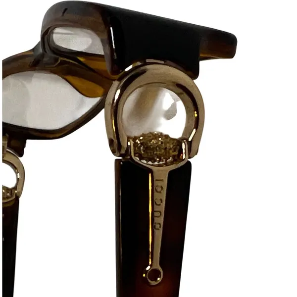 Gucci Eyeglasses Womens GG 3553 Dark Tortoise Gold Horsebit Crystal Frames Only - Image 4