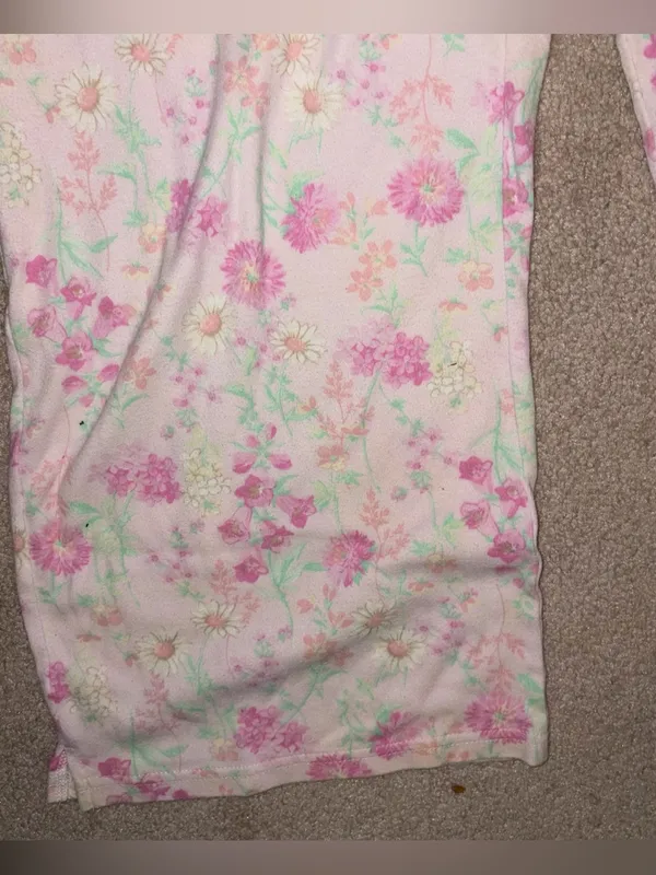 Miss Elaine pink floral pajama SET 2 PC top & pants Womens L - Image 6