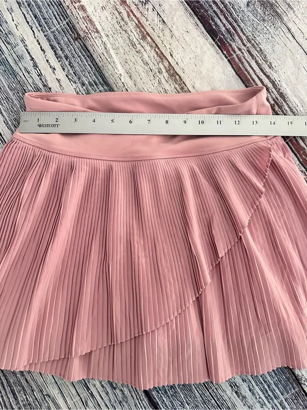 Yogalicious Pleated Faux Wrap-Front Tennis Skirt in Dusty Rose - Image 7