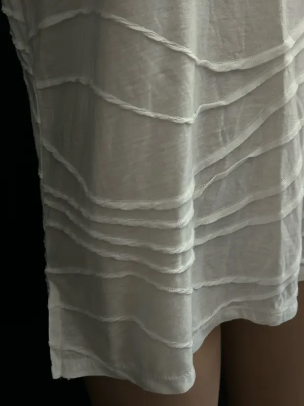 Simply Vera Vera Wang White Sleeveless Wave-Detail Sleeveless Blouse Tank Top LG - Image 6