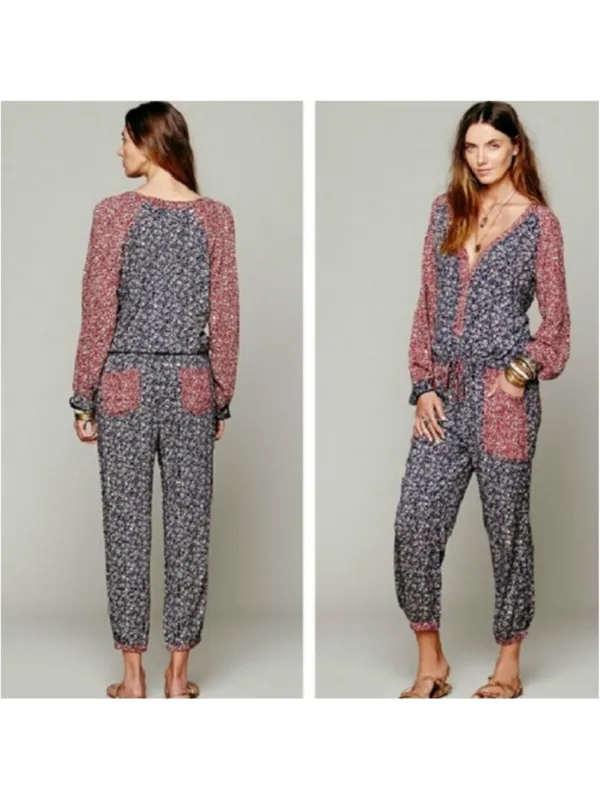 Free People Y2K Leia Floral Jumpsuit Village Country Style Boho Cottagecore Sz S - Image 2