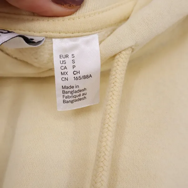H&M Hoodie Womens S Divided Basic Yellow Pullover Dropped Shoulder Excellent - Image 3