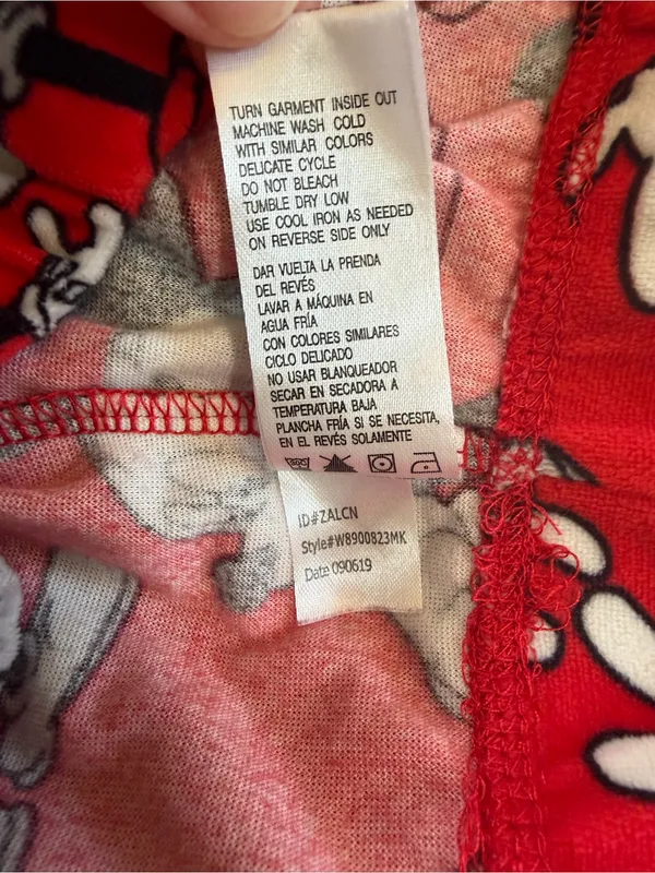Disney Mickey Mouse Red Allover Print Pajama Jogger Pants L - Image 4
