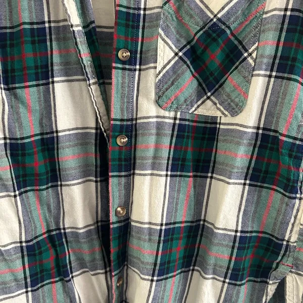 American Eagle Boyfriend Fit Plaid Flannel Shirt Size S 100% Cotton - Image 5