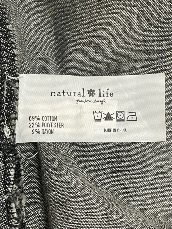 Natural Life JJ Denim Jumper Dress Large Stone Gray Frayed Hem Pinafore Pockets - Image 12