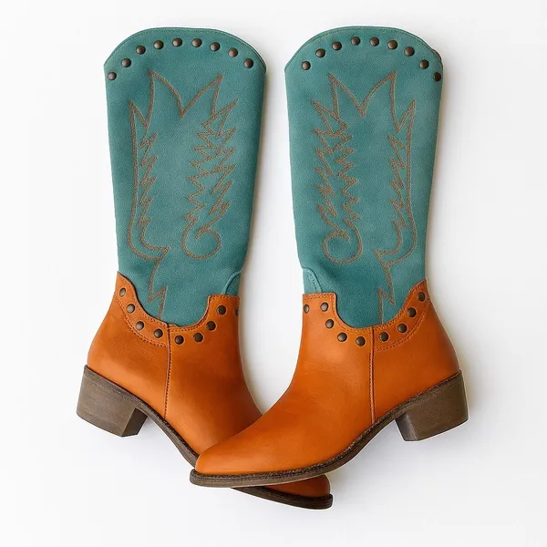 Matisse Tumbleweed Western Cowgirl Boots Cognac Turquoise Leather 9.5EE NWOT - Image 12