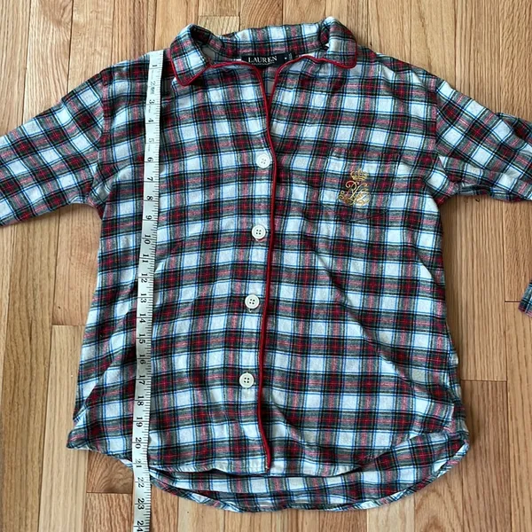 Lauren Ralph Lauren Shirt Womens Medium Red White Plaid Logo Button Up Sleepwear - Image 3