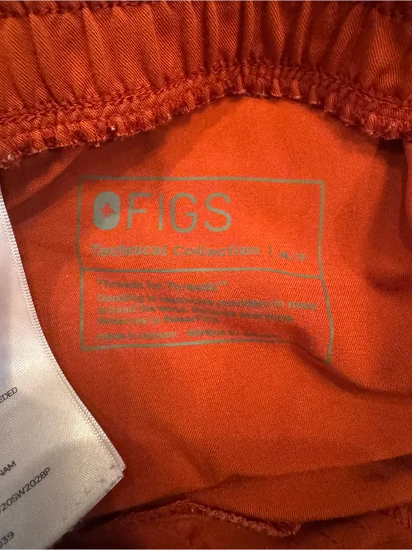 RARE Limited Edition FIGS Zamora Jogger Scrub Pants Auburn Orange / Blue Cord - Image 5