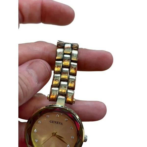 Geneva Gold-Tone Classic Ladies Watch With Crystal Accents & Adjustable Bracelet - Image 3