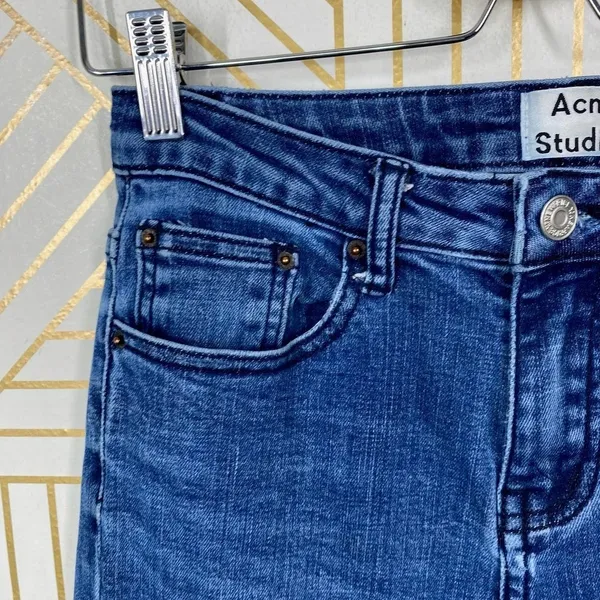 Acne Studios Jeans Skinny Straight High Rise‎ Medium Wash Denim Blue Size 28 - Image 4