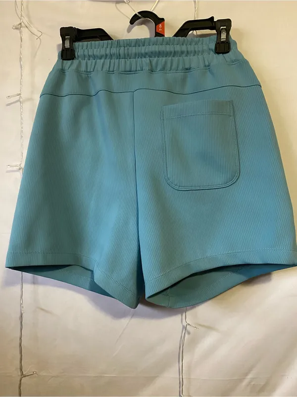 Mondetta Ribbed Drawstring Athletic Shorts - Teal Blue - Image 3