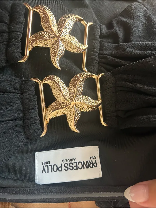Princess Polly Black Strapless Cutout Mini Dress with Gold Buckles - Image 3