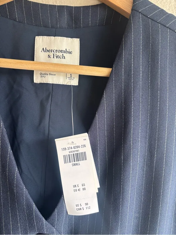 Sleeveless Navy Pinstripe Button-Front Dress - Image 3