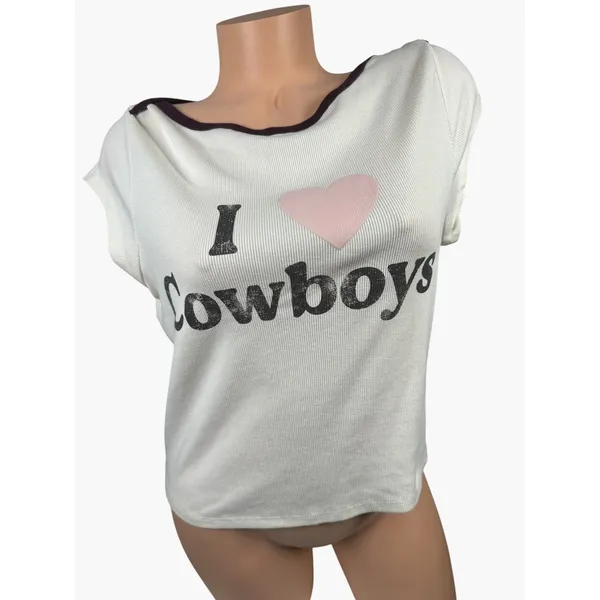 Grayson Threads Large Womens T-shirt I Love Cowboys White Short Sleeve Top - Image 2