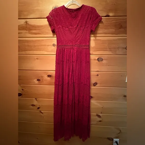 ALTAR'D STATE Dress Marionette Boho Maxi Lace Embroidered SMALL Long - Image 8