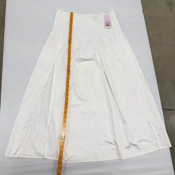 Wild Fable White Smocked Waist Side Slit Midi Skirt‎ Womens size L NWT - Image 6