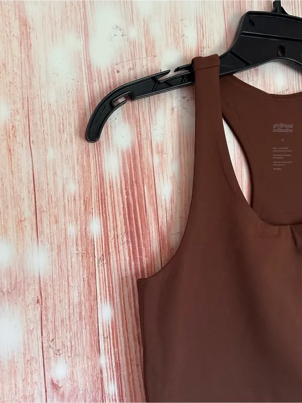 Girlfriend Collective Cafe Brown Paloma Racerback Sports Bra Style 1002 Sz M - Image 5