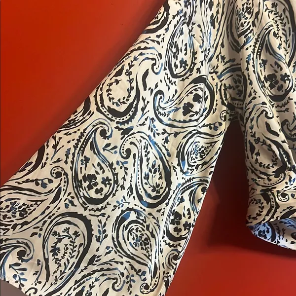 Zara Black and White Paisley Blouse size S - Image 2