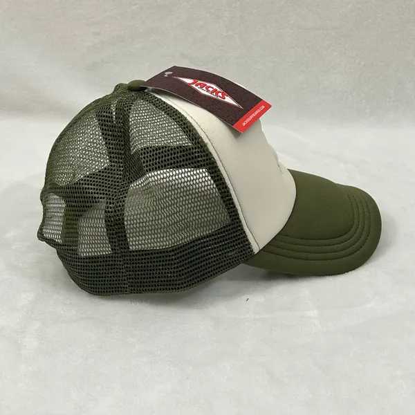 Jacks Surfboards Pray For Surf Embroidered Olive Green White Surfer Trucker Mesh SnapBack Hat Cap - Image 7