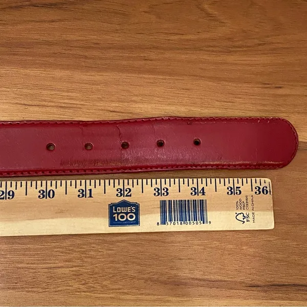 Vintage MILOR 11612 Burgundy Genuine Leather Brass-tone Buckle Women’s Belt M - Image 7
