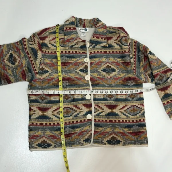 Vintage PHD Woven Blanket Tapestry Button Down Jacket Southwestern M - Image 2