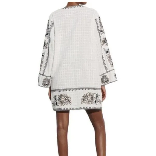Zara Embroidered Short Dress White - Image 3