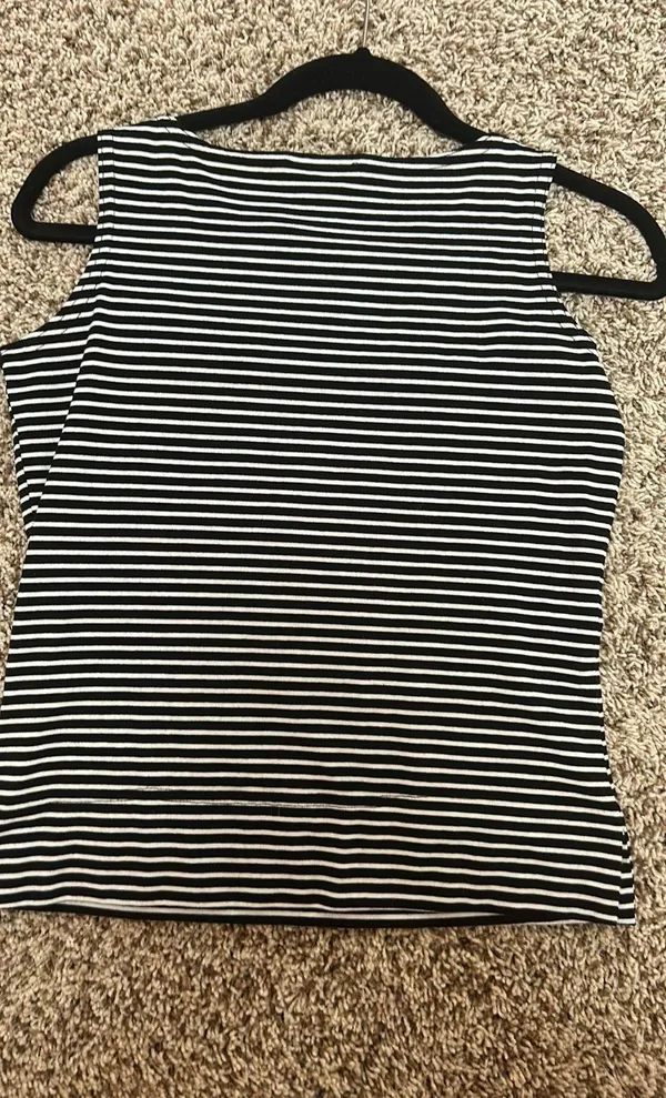 SML Sport Vintage Black And White Striped Tank, Wool, Full Coverage - Image 3