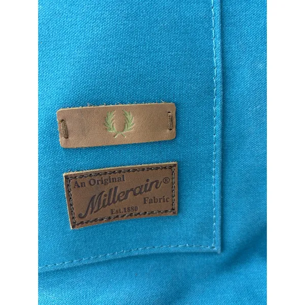 Fred Perry British Millerain Teal Blue Waxed Cotton Tote Leather Trim Zip Top - Image 5