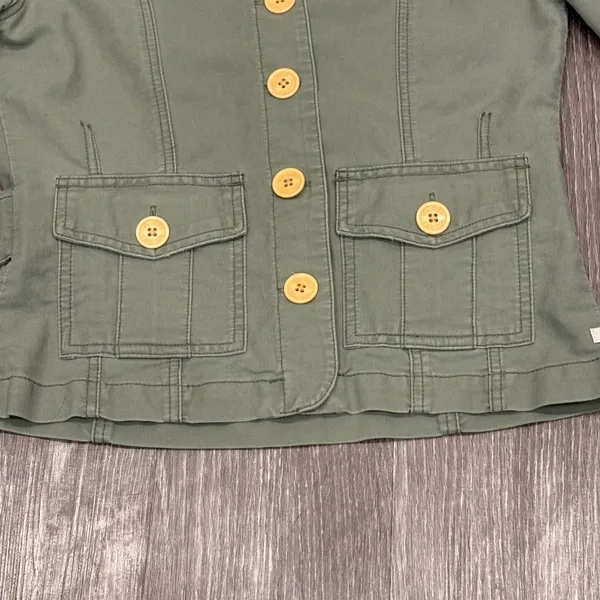 VTG 00s Hollister Co Olive Green Military Utility Jacket Size M Button Up Cotton - Image 5