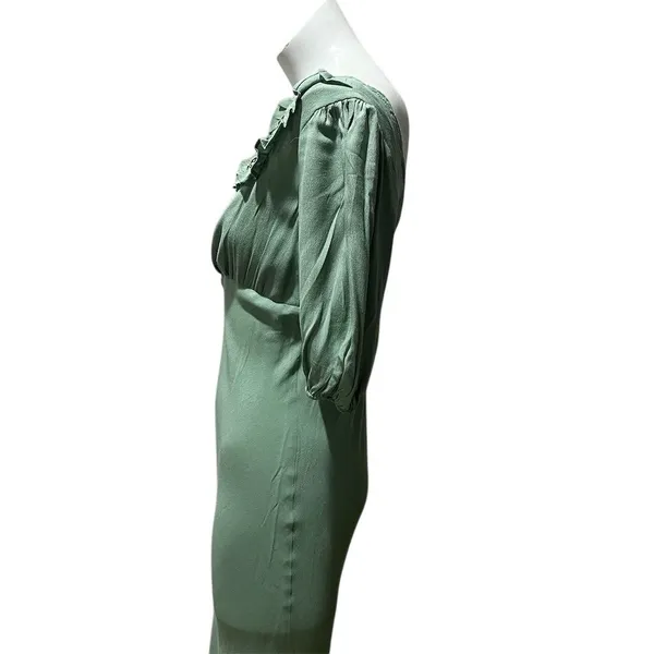ASTR The Label Women's Green Midi Dress Size M Puff Sleeve Casual - Image 10