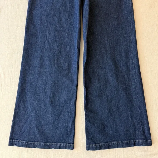 Express Wide Leg Super High Rise Belted Jeans 4R Dark Wash 70s Retro - Image 8
