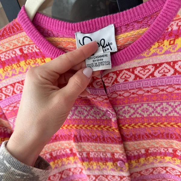 Vintage Lilly Pulitzer cashmere fair isle cardigan sweater colorful top set knit - Image 12