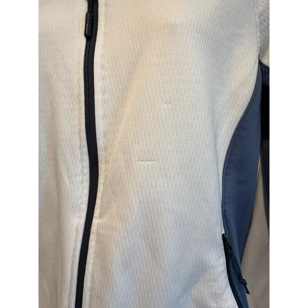 The North Face Womens Large Grid Fleece Jacket White Blue Full Zip Outdoor - Image 4