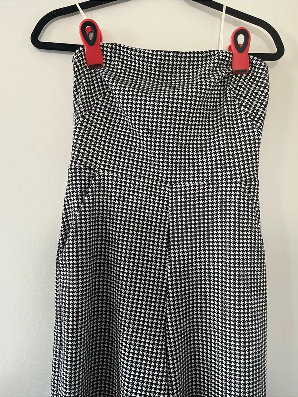 Express Black White Houndstooth Wide Leg Jumpsuit Small Preppy Business Casual - Image 2
