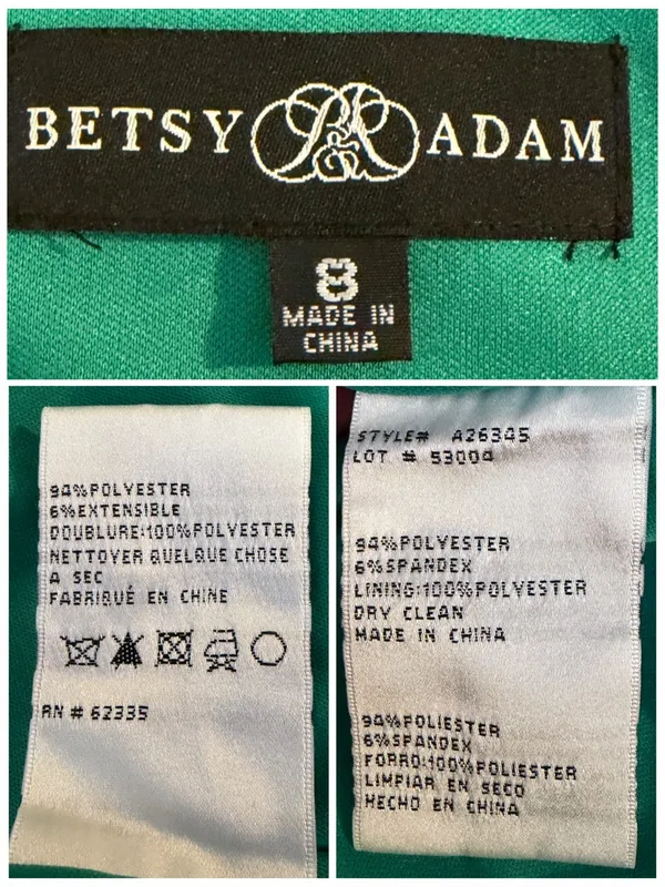 Betsy & Adam Gown Size 8 Emerald Green Corset Cowl Neck Ruched Formal Maxi Dress - Image 13