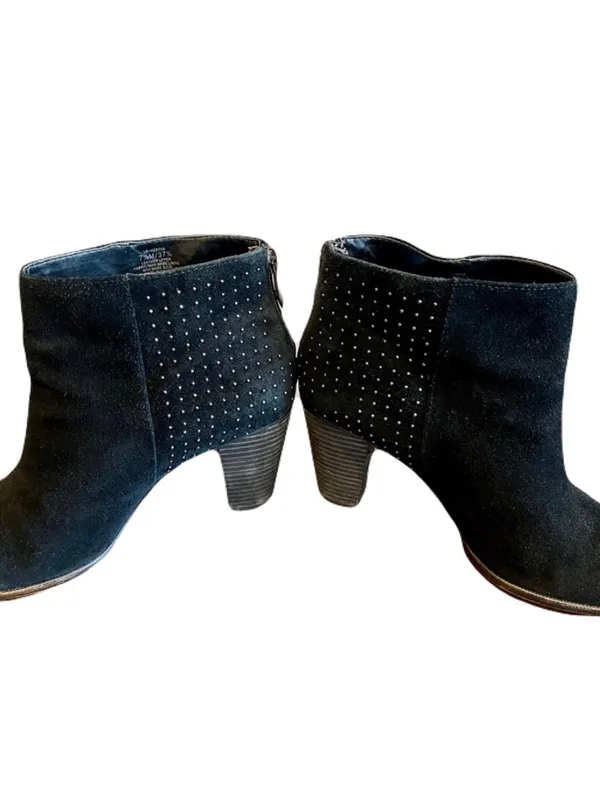 Lord & Taylor Black Suede Studded Heeled Ankle Boots, Size 7.5 - Image 4