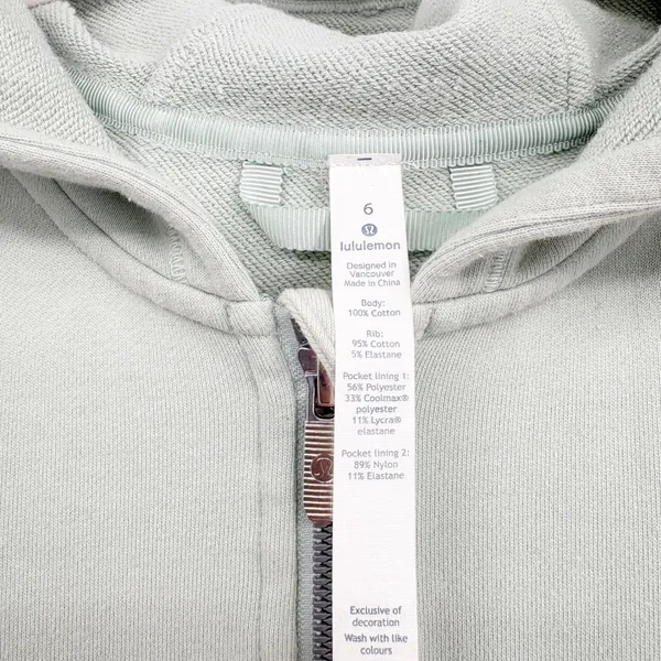 Lululemon Womens Cotton‎ Sea Breeze Cool & Collected Zip Hoodie Jacket Size 6 - Image 5