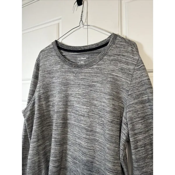 LL Bean Pullover Top Womens Large Gray Space Dye Long Sleeve Tunic 511671 - Image 8