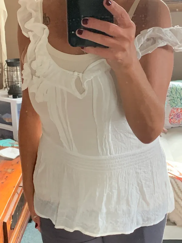 mine White Ruffled Strap Tank - Image 4