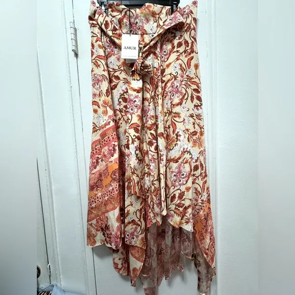 $498 NEW AMUR Nova Paisley Silk Wrap Maxi Skirt Size 4 - Image 5