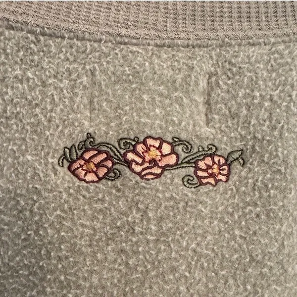 Vintage 90s Express Floral Sweatshirt‎ Fleece Embroidery M Oversized Cottage - Image 4