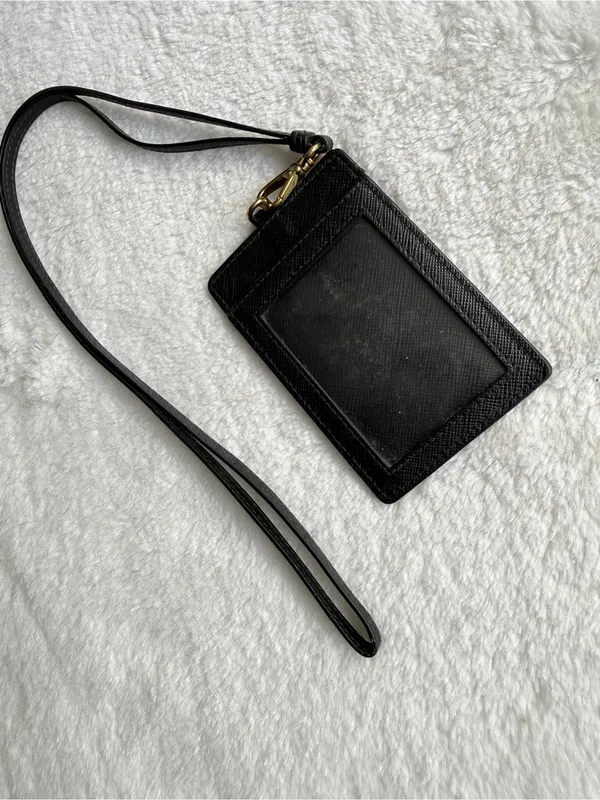 Prada Black Saffiano Leather ID Badge Holder - Image 4