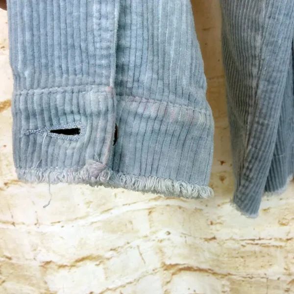 Zara Oversized Corduroy Trucker Jacket Womens XS Baby Blue Raw Hem Gorpcore 90s - Image 13