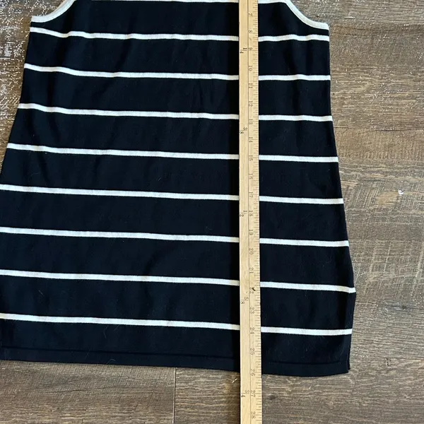 Vintage Tommy Hilfiger Black White Striped Cotton Knit Sleeveless Top Small - Image 4