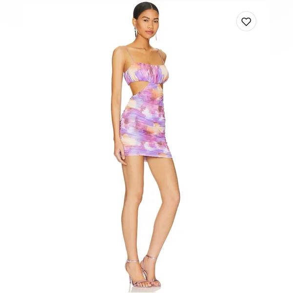 superdown Ramona Ruched Mini Dress in Purple Multi - Image 2
