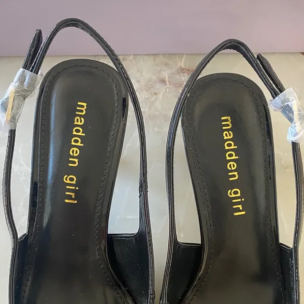 NWT Madden Girl Valerie Women's Glossy Black Slingback Heels - Image 6