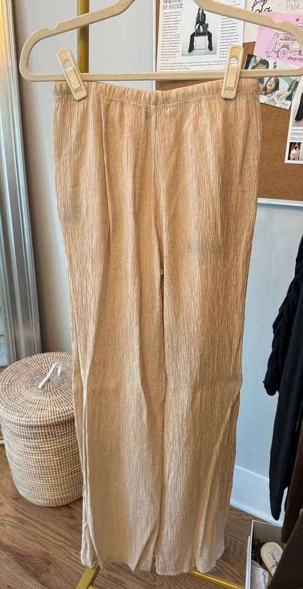 Zara Tan Crinkle Pants - Image 2