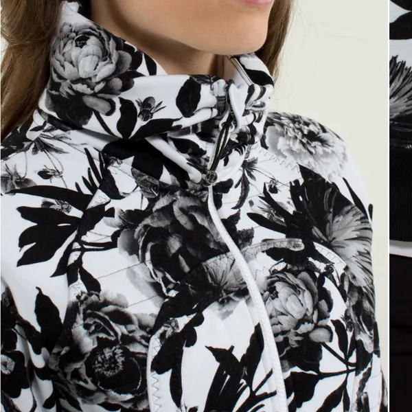 Lululemon Calm & Cozy Jacket Brisk Bloom Black White / White / Black Size 8 - Image 3