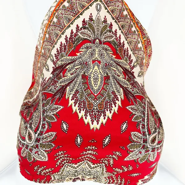 NWT Cotton Candy LA Womens Red Paisley Boho Festival Bandana Scarf Tube Top XS/S - Image 2