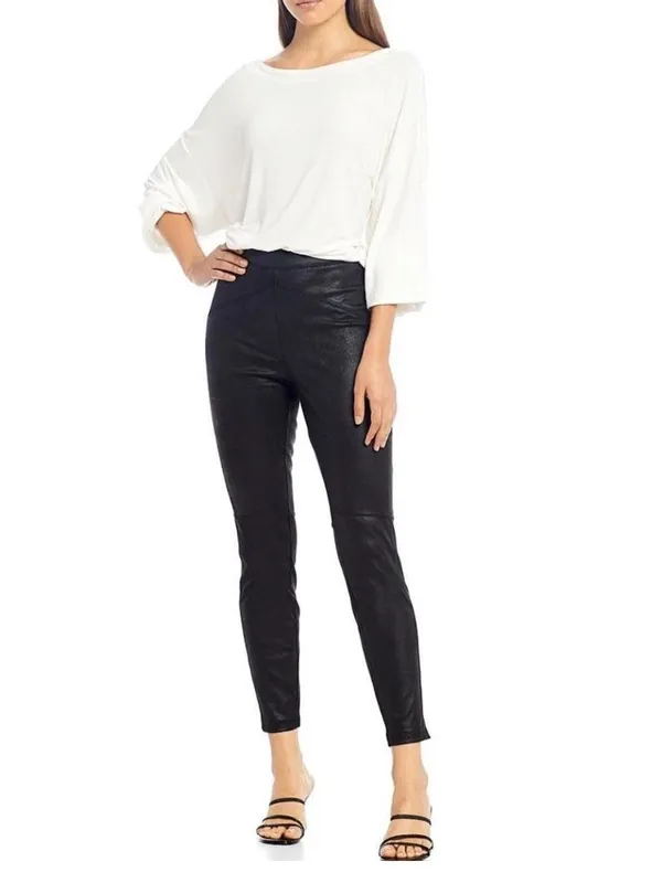 Free People Midnight Vegan Suede Skinny Pants Black High Rise M - Image 3